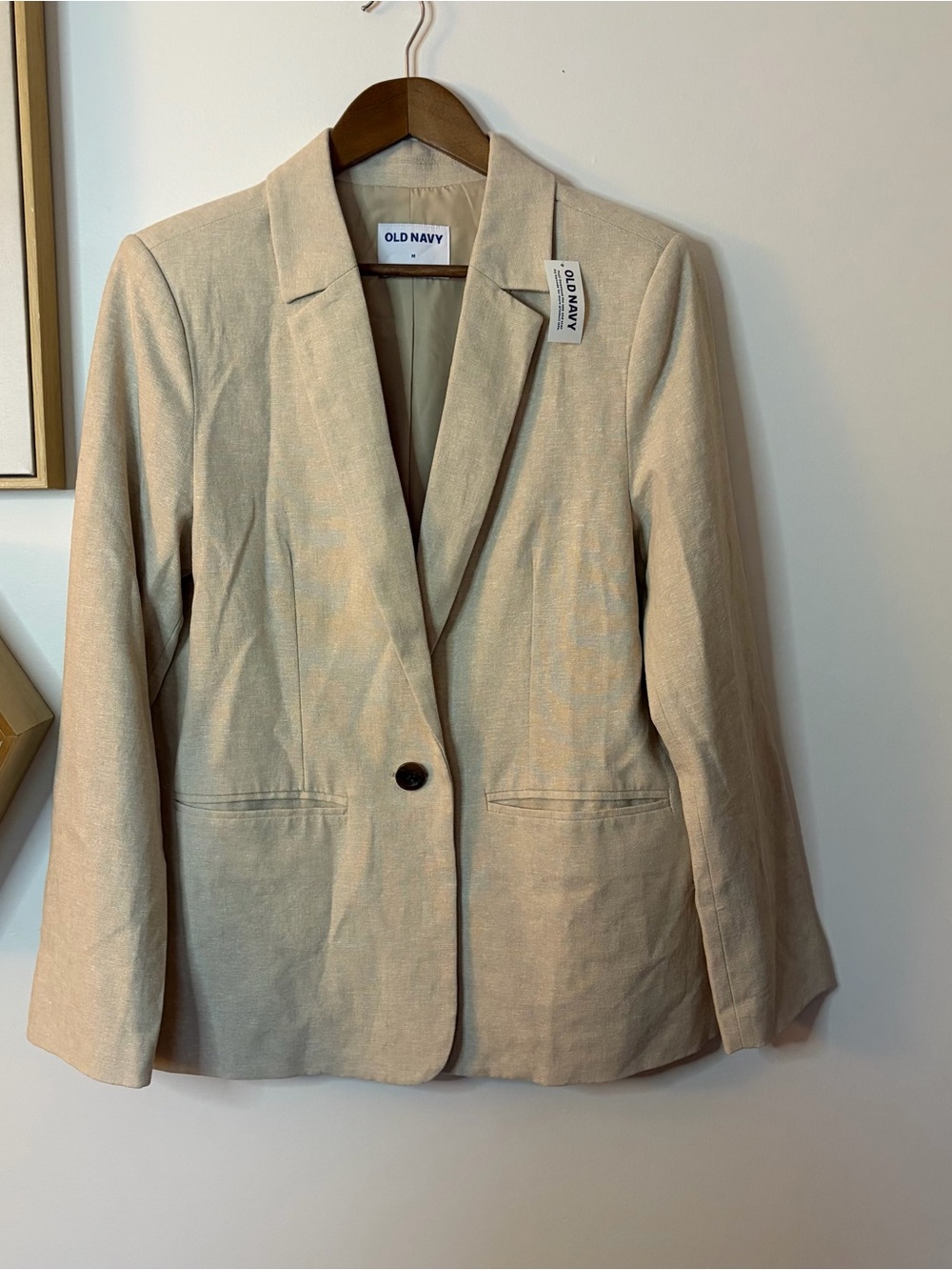 Old Navy Women's Linen Blend Beige Single-Button Blazer NWT Medium